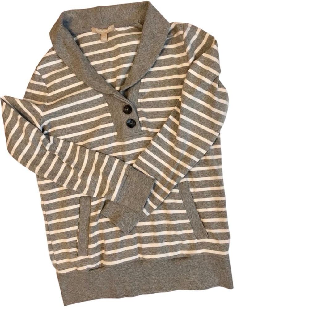 Banana Republic Gray and White Striped Hoodie